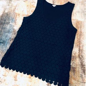 JCrew Layered lace front navy tank (EUC)